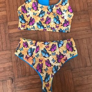 Reversible moana bikini top and bottom